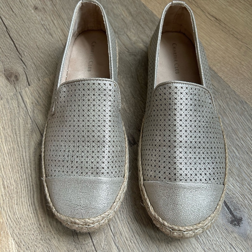 Women's Gold Espadrille flats